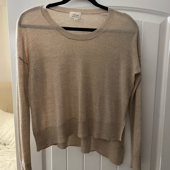 Aritzia Wilfred Balzac Sweater Crew-neck Silk Cotton Cashmere XS Beige - Picture 2 of 6
